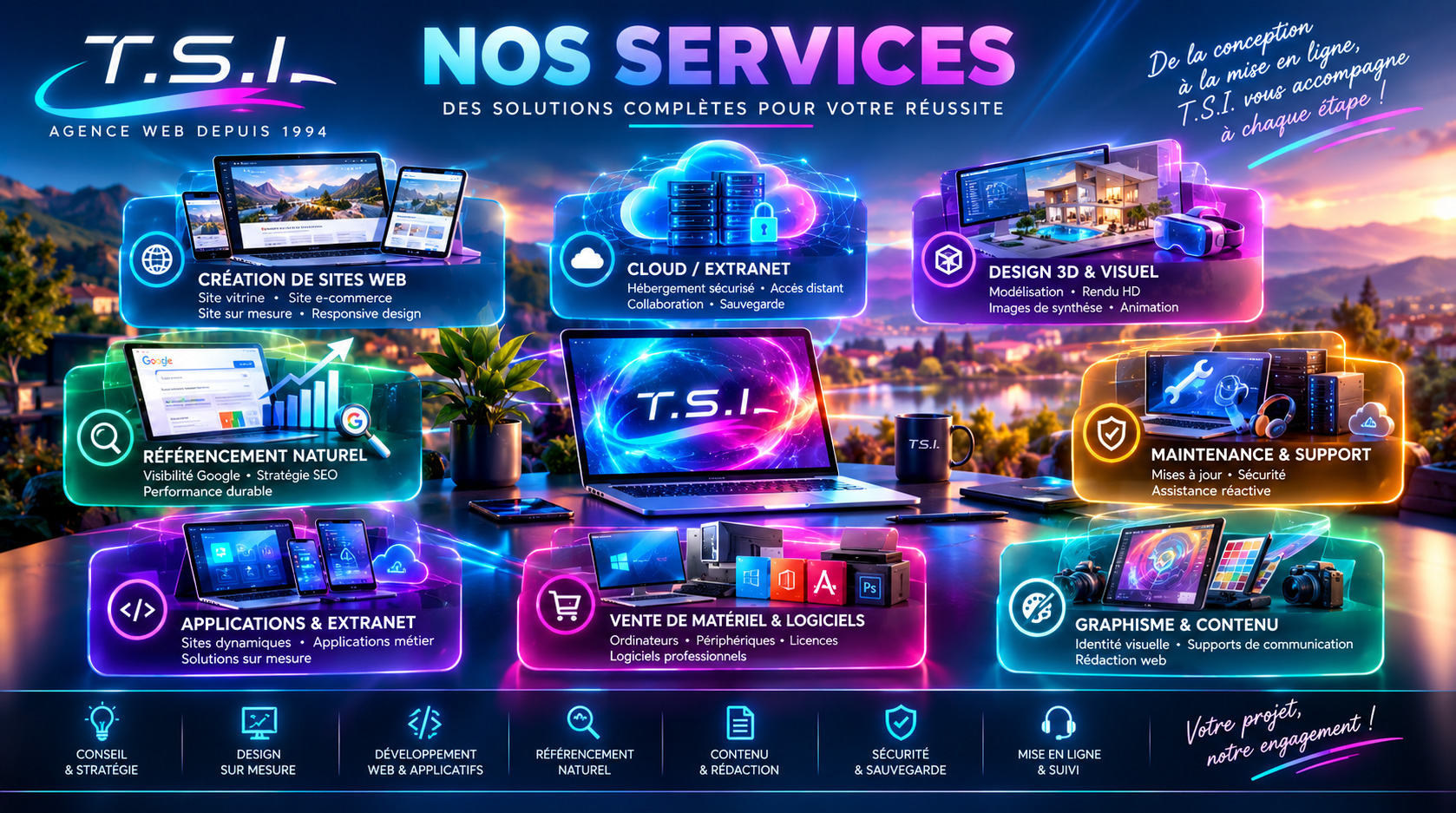 Services informatiques T.S.I. - matériels, logiciels, maintenance
